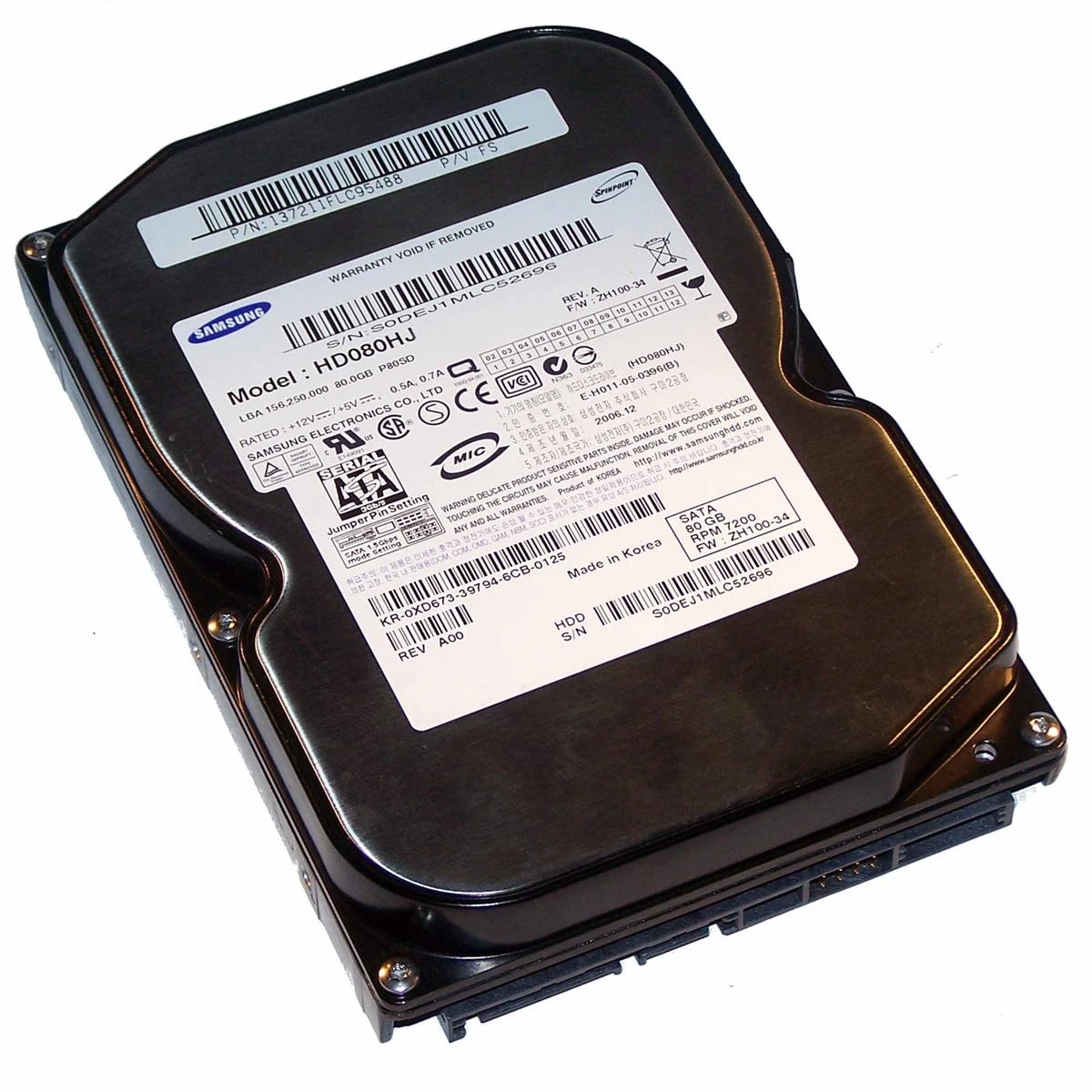 WD Blue 80 GB Desktop Hard Drive: 3.5 Inch, 7200 RPM, PATA, 8 MB Cache - WD800AAJB