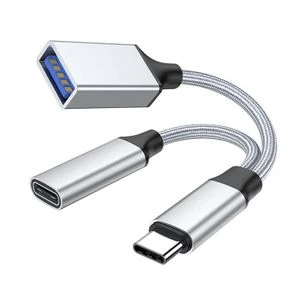 2-In-1 Type-C Otg Adapter With Power Supply